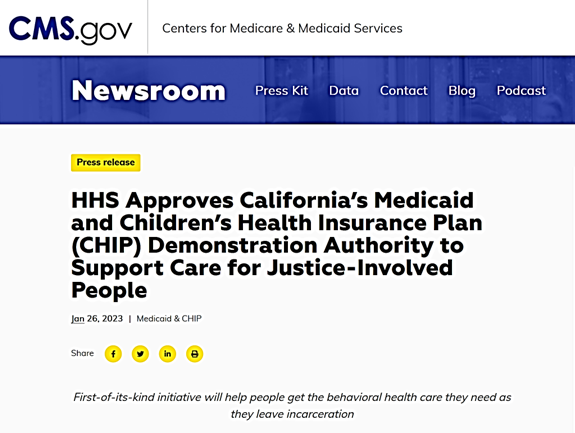 CMS Approves California’s Landmark Medicaid 1115 Reentry Waiver